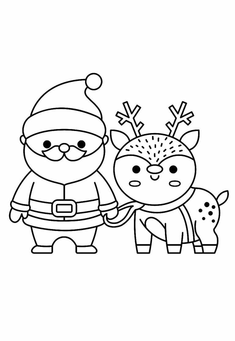 Desenhos de Natal Kawaii para colorir - Bora Colorir