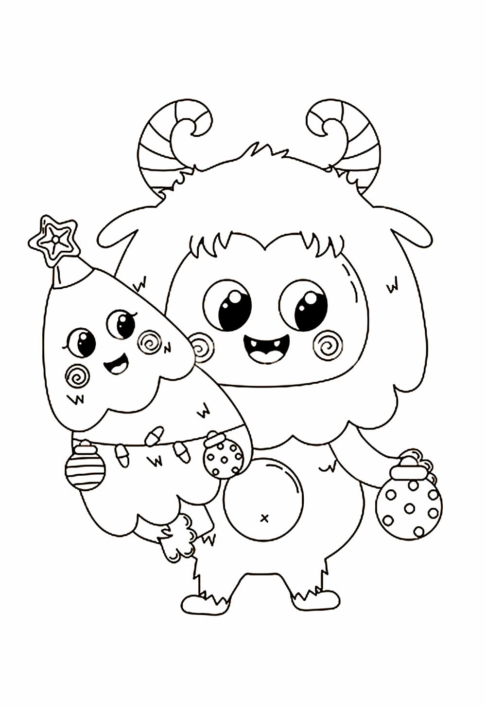 Desenhos de Natal Kawaii para colorir - Bora Colorir