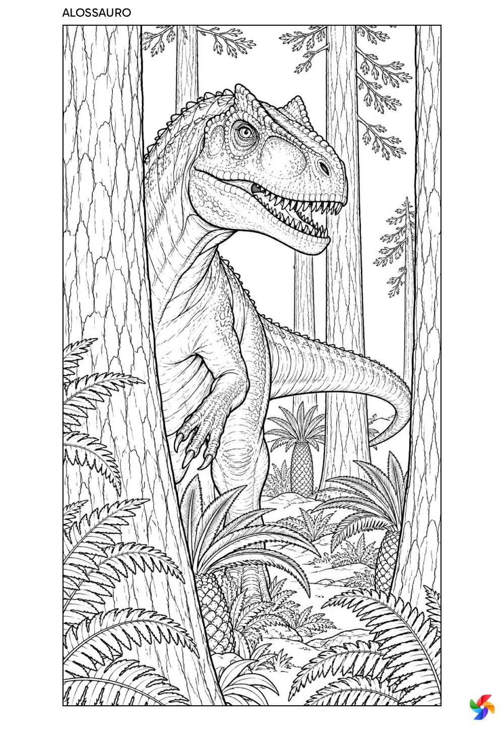Desenho Realista de Dinossauro para colorir