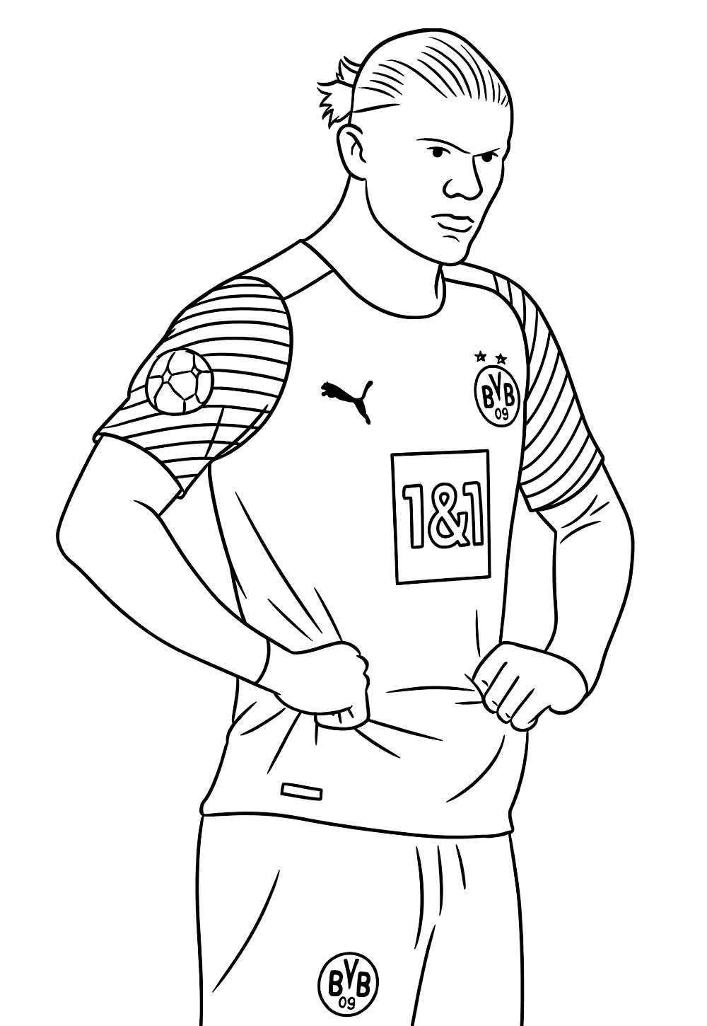 Desenho de Haaland no Real Madrid no Manchester City