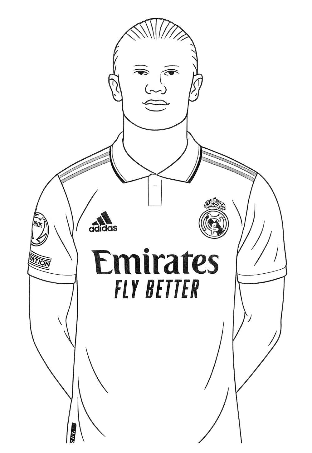 Desenho de Haaland no Real Madrid para colorir