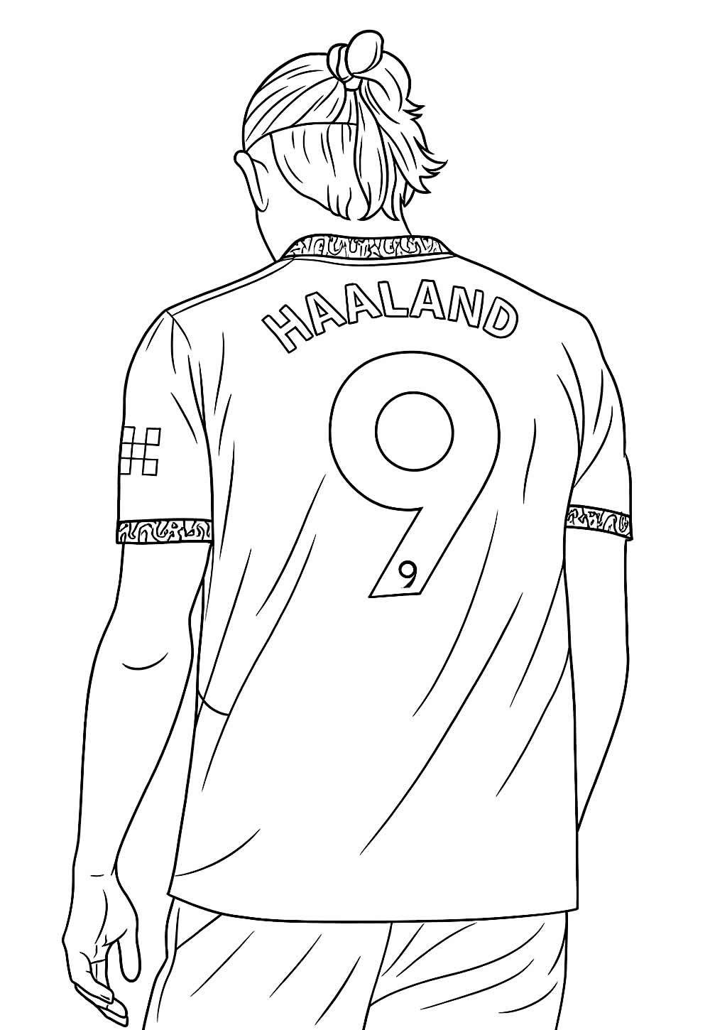 Desenho de Haaland de costas para colorir