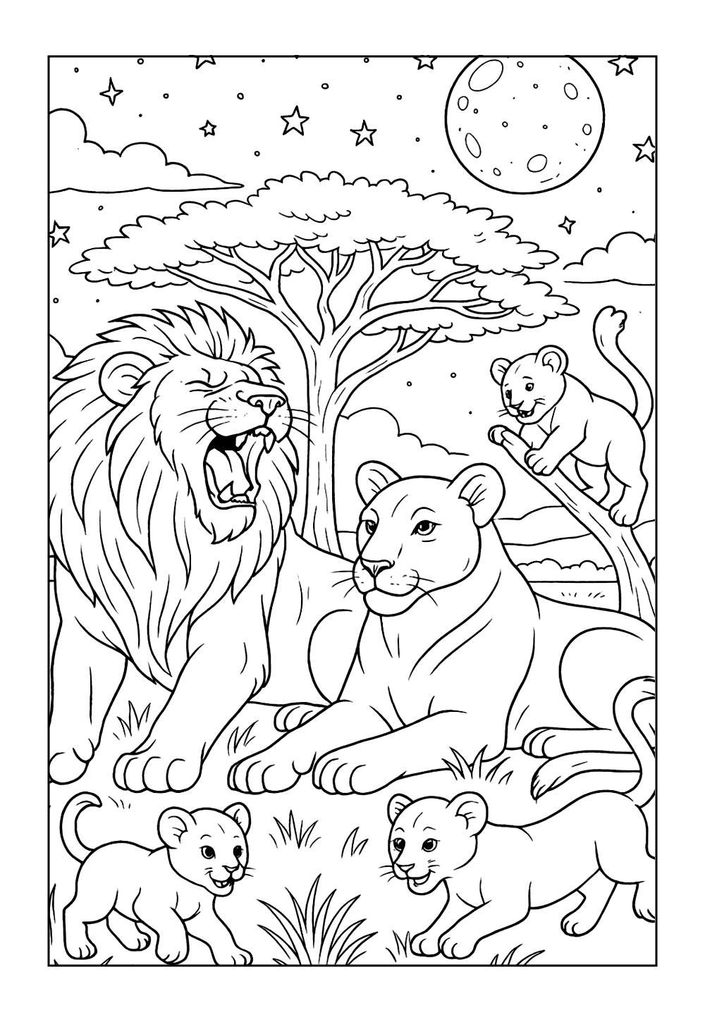 Desenhos de Leão para pintar e colorir