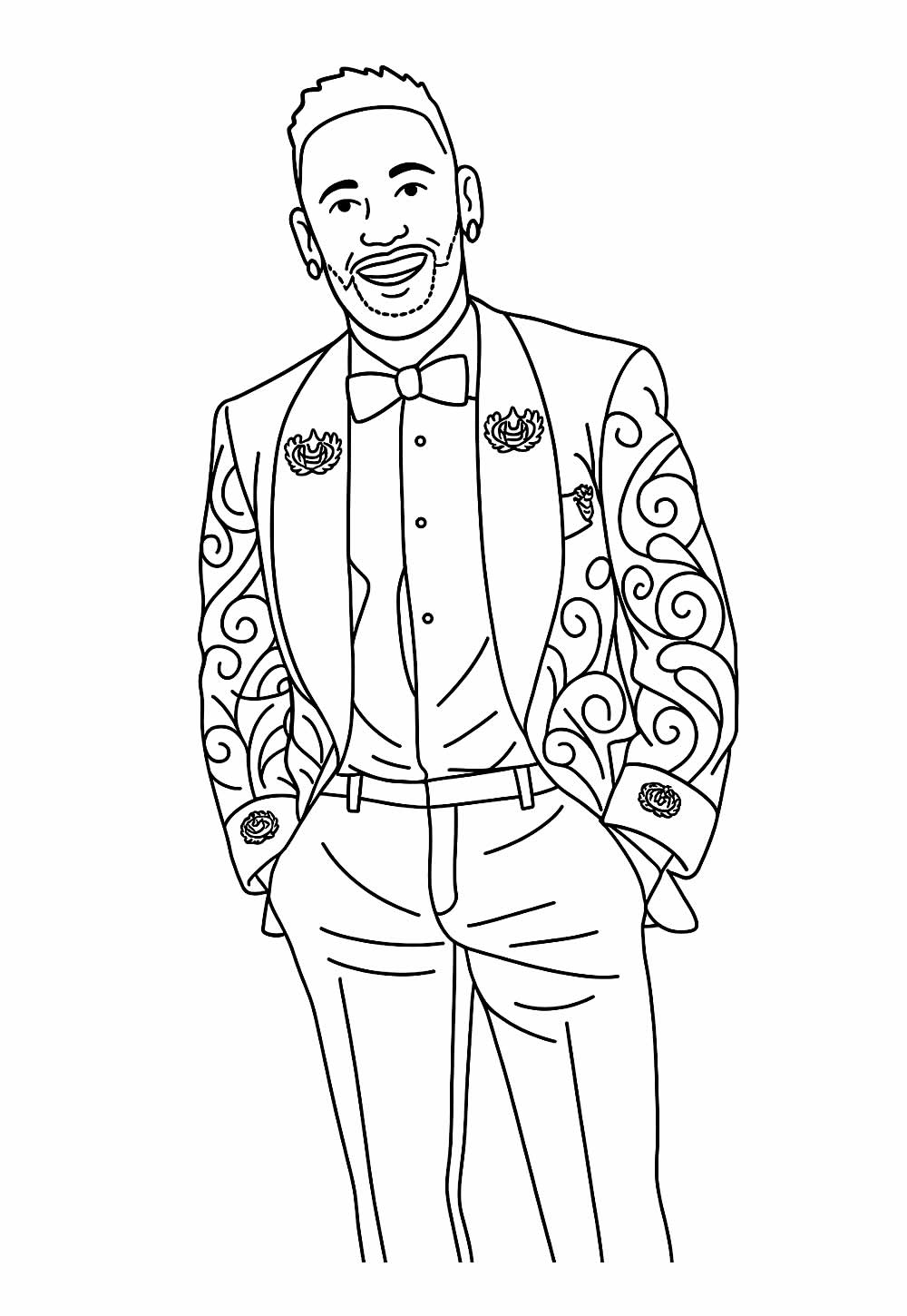 Desenho de Neymar para colorir e pintar