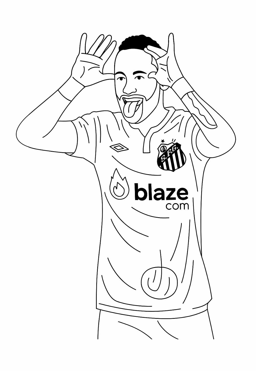 Desenho de Neymar para imprimir e colorir