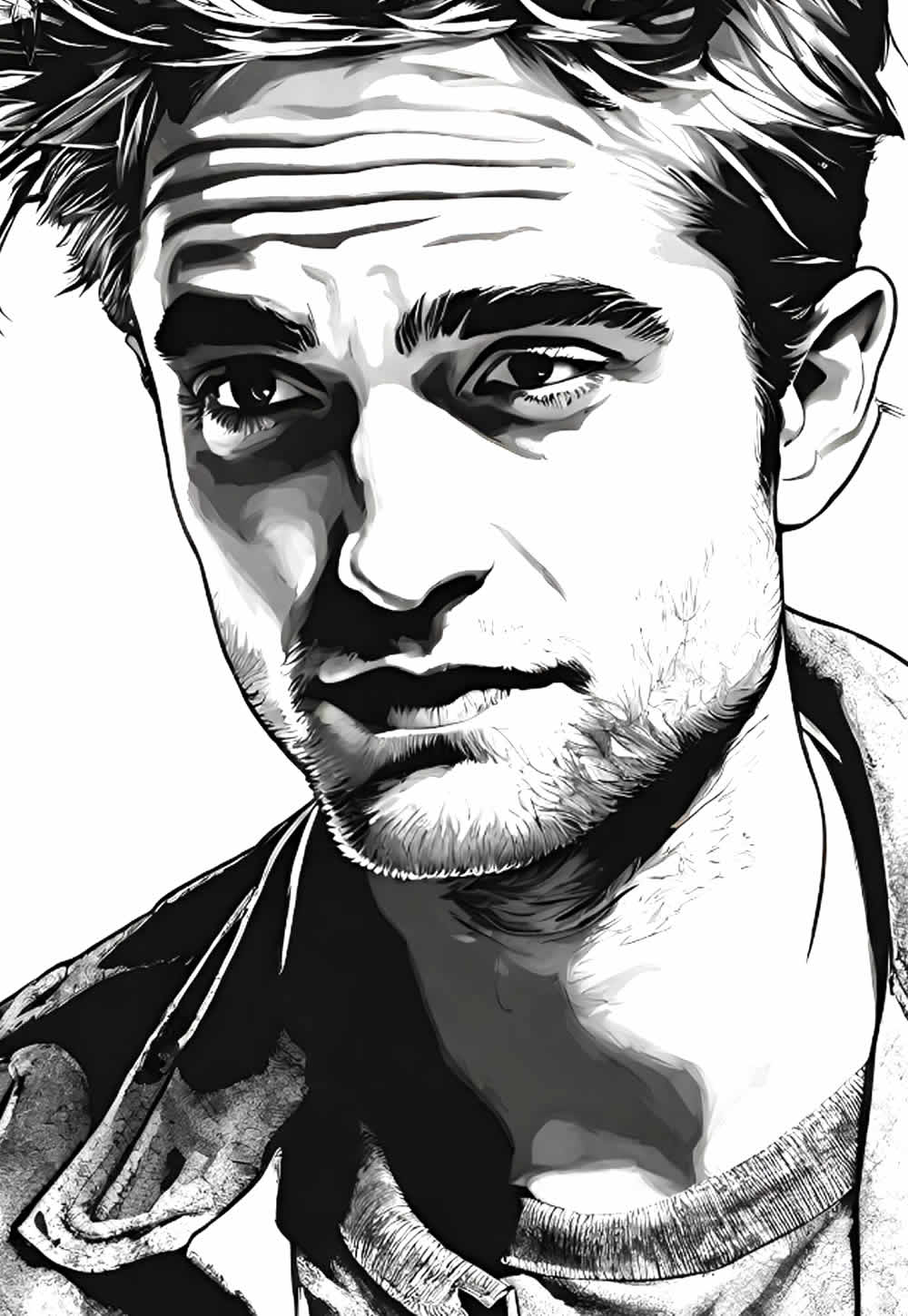 Desenho para pintar e colorir - Robert Pattinson