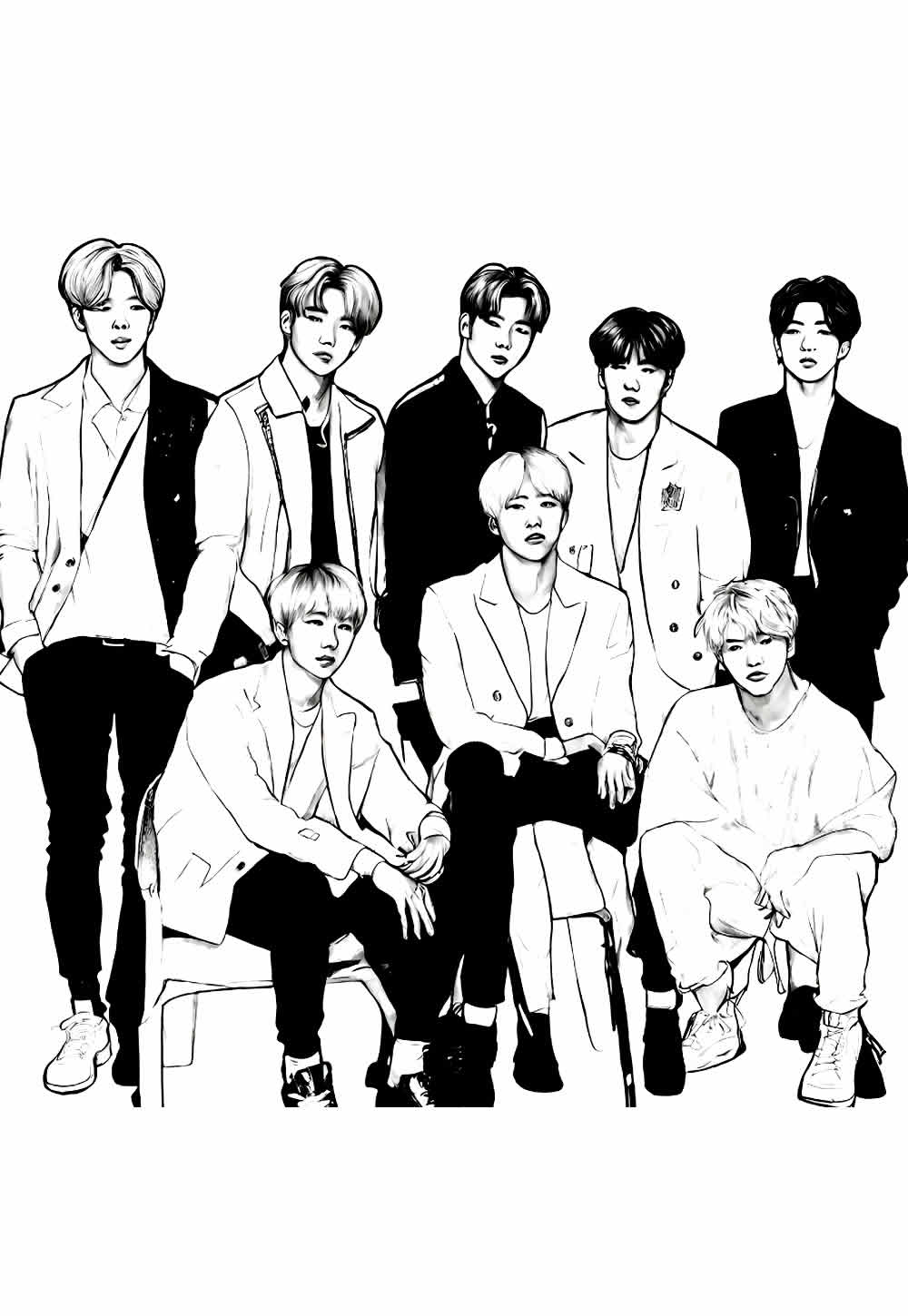 Desenho de Banda Sul Coreana para colorir - K-Pop - BTS