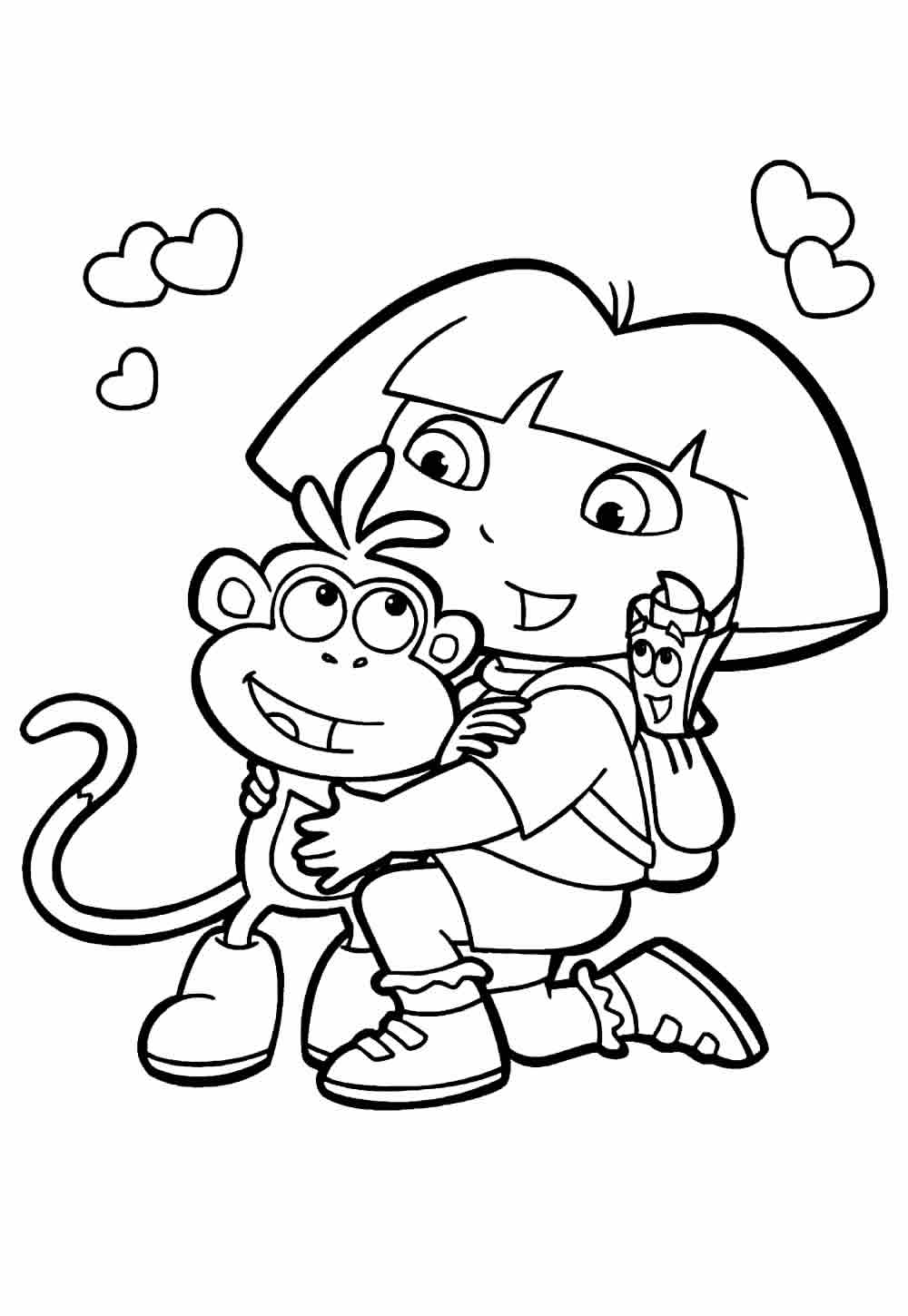 Desenhos de Dora e do Macaco Botas para Colorir