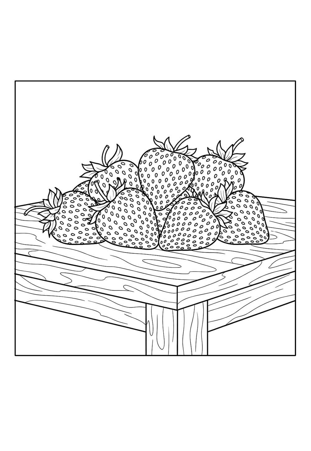 Desenho de Moranguinhos numa Mesa para colorir