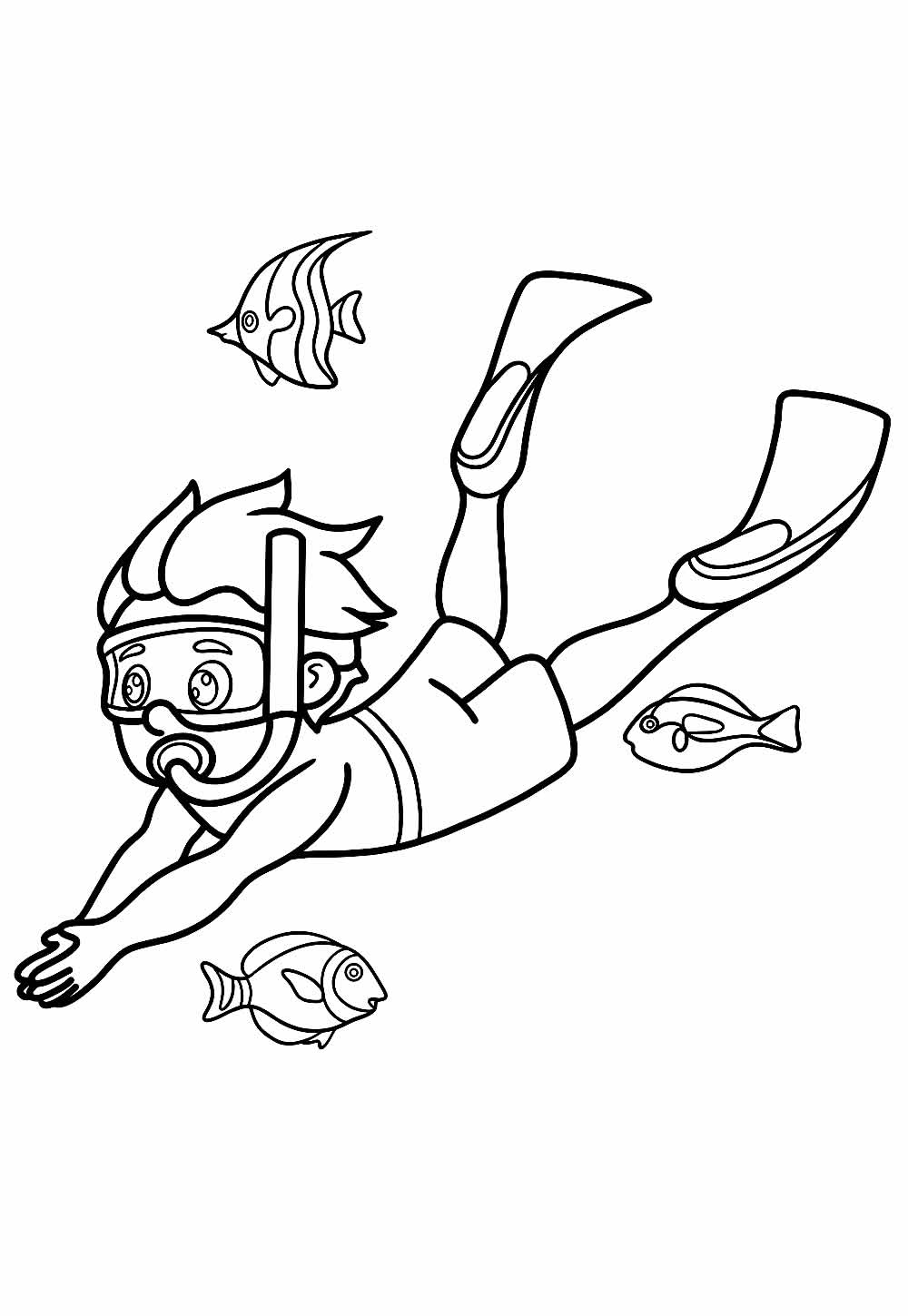 Desenho para pintar Mergulhador