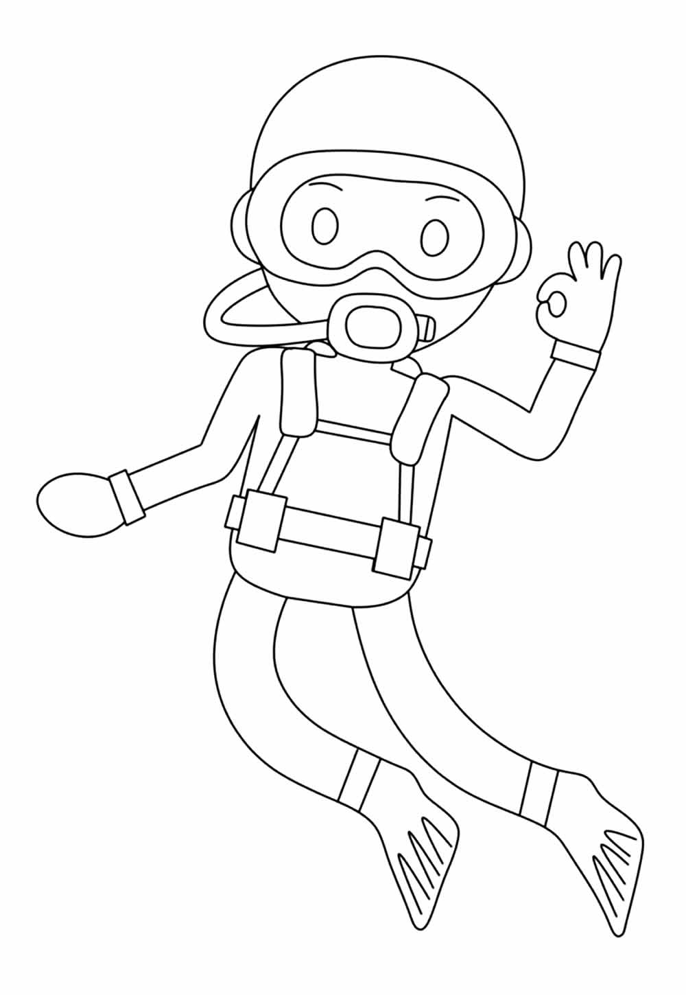 Desenho de Mergulhador para pintar