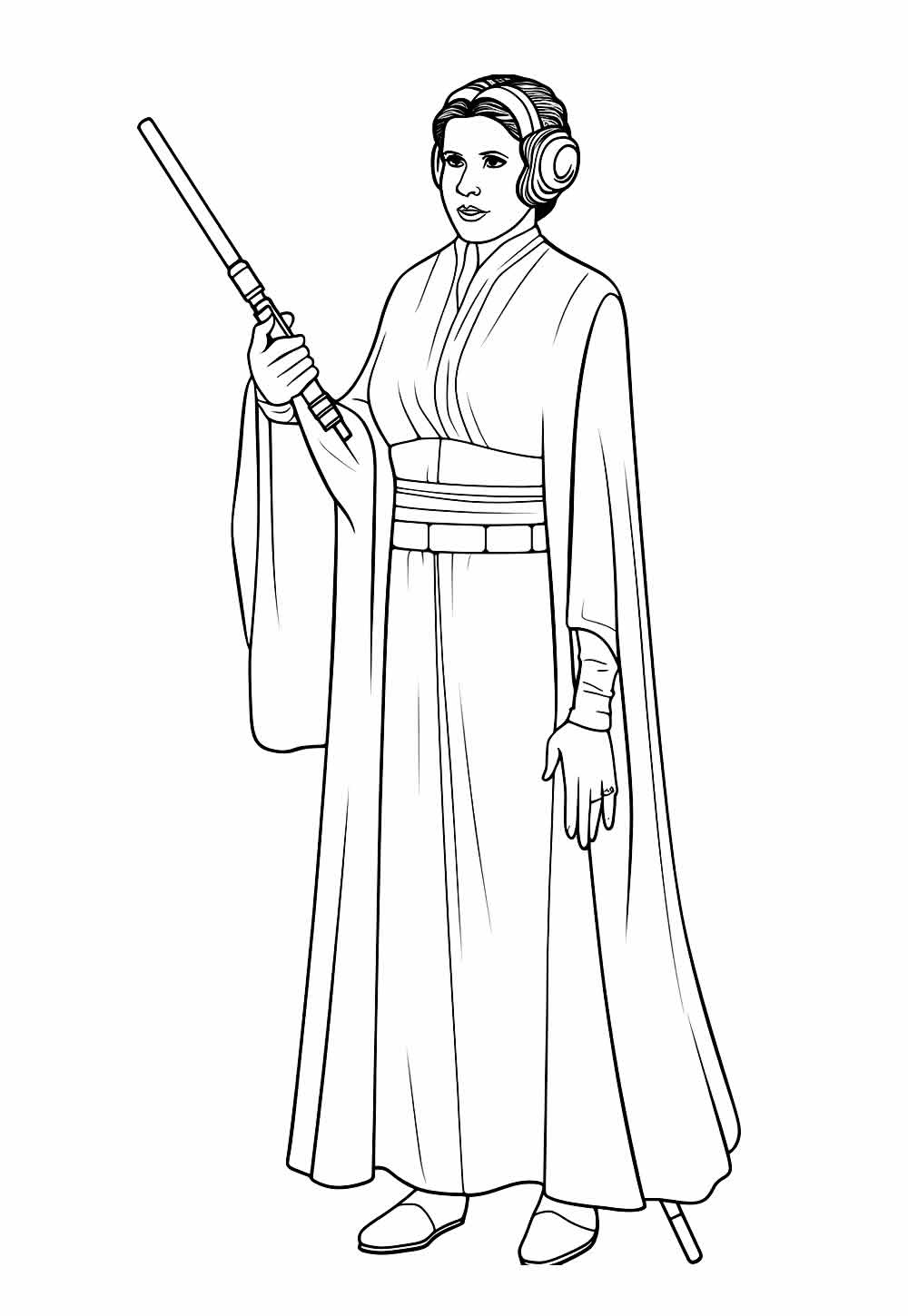Desenho da Princesa Leia para colorir