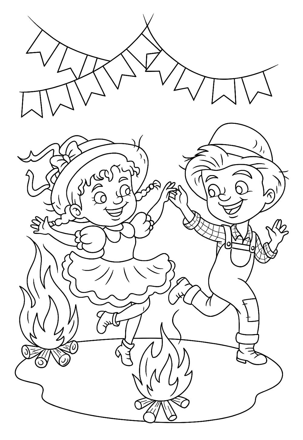 Desenho de São João e Festa Junina para colorir