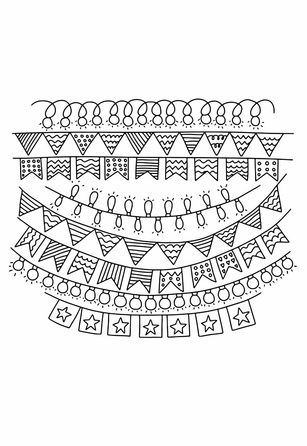 Bandeirinhas Juninas para colorir
