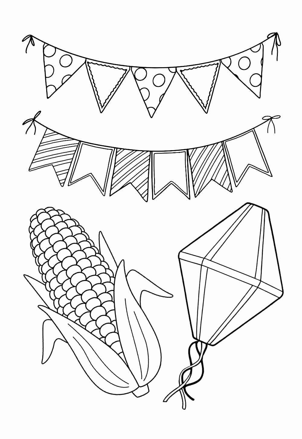Desenhos de Bandeirinhas Juninas para colorir