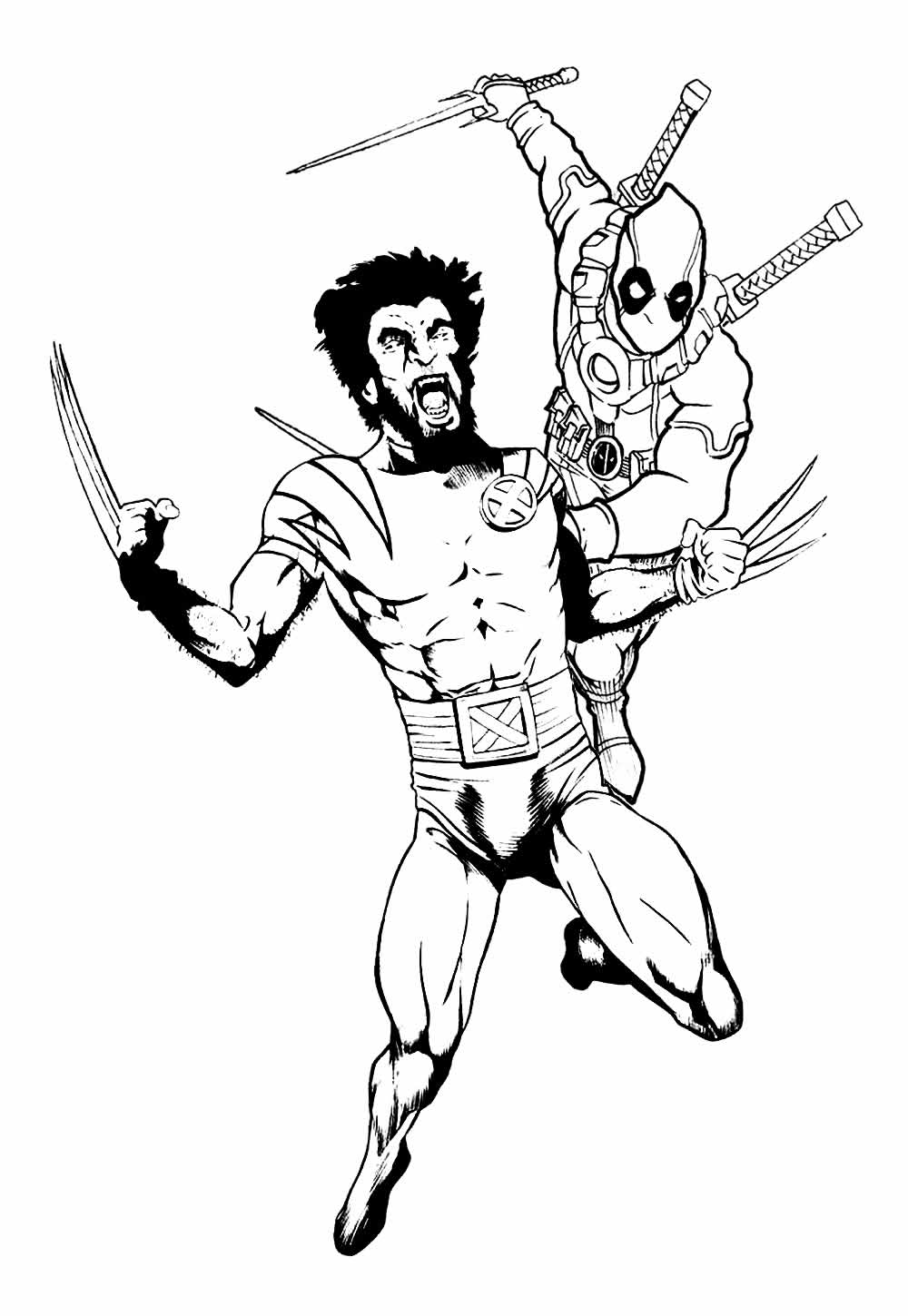 Desenho de Deadpool & Wolverine para colorir