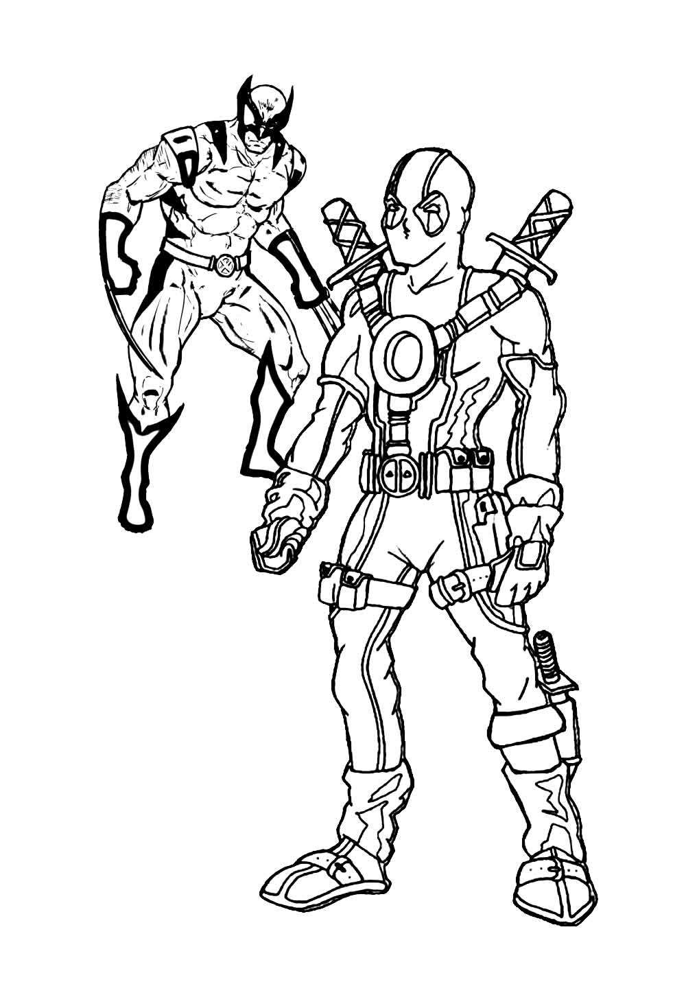 Desenho de Deadpool & Wolverine para pintar