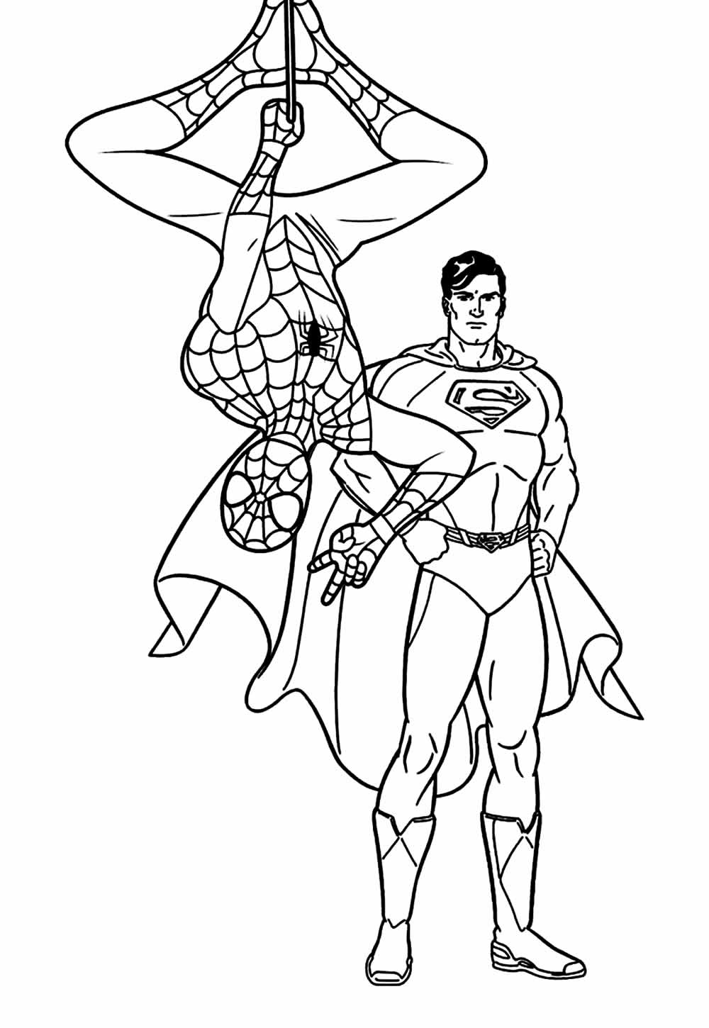 Super-Homem e Homem-Aranha para colorir