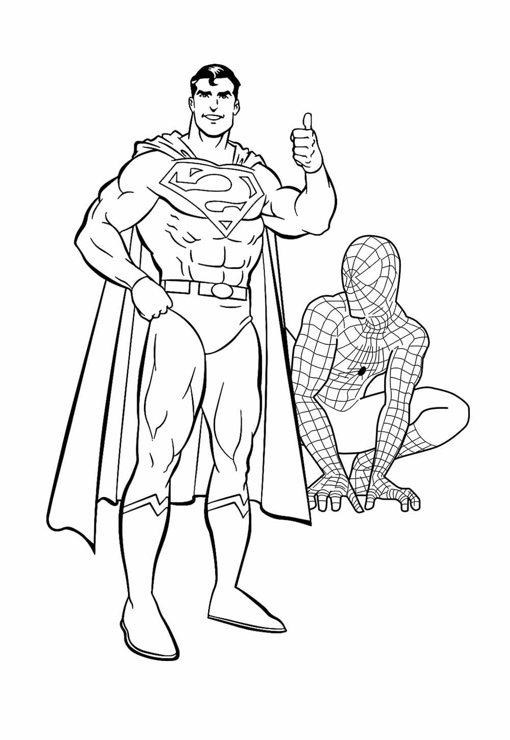 Imagem de Super-Homem e Homem-Aranha para colorir