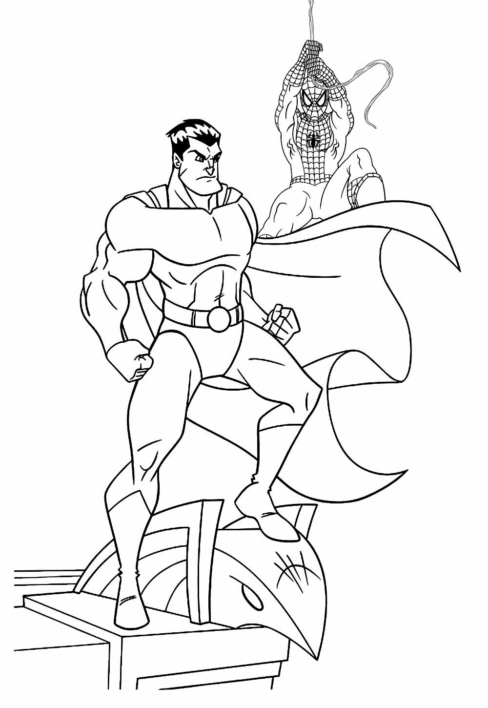 Desenho de Homem-Aranha e Super-Homem