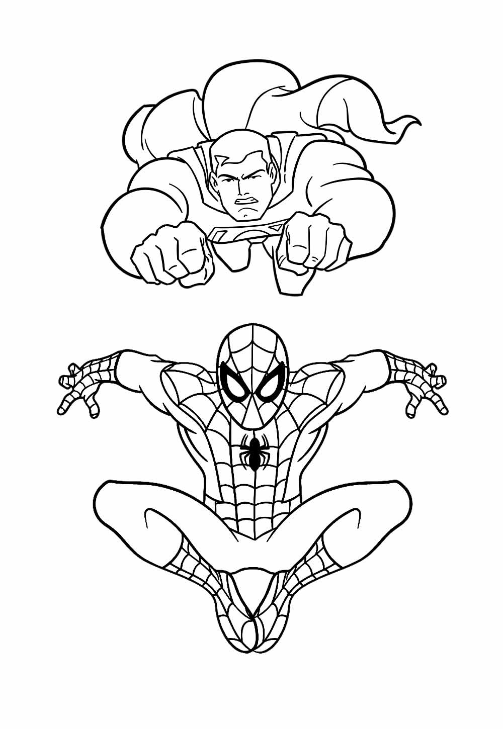 Desenhos Super-Homem Homem-Aranha Colorir