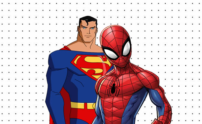 Desenhos de Super-Homem e Homem-Aranha para colorir