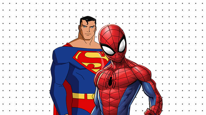 Desenhos de Super-Homem e Homem-Aranha para pintar