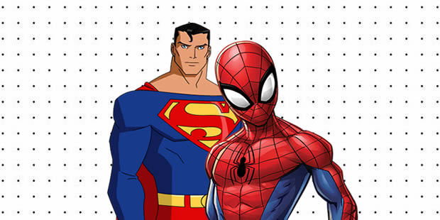Desenhos de Super-Homem e Homem-Aranha para imprimir
