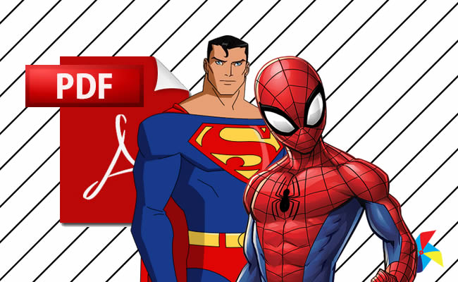 Desenhos de Super-Homem e Homem-Aranha em PDF
