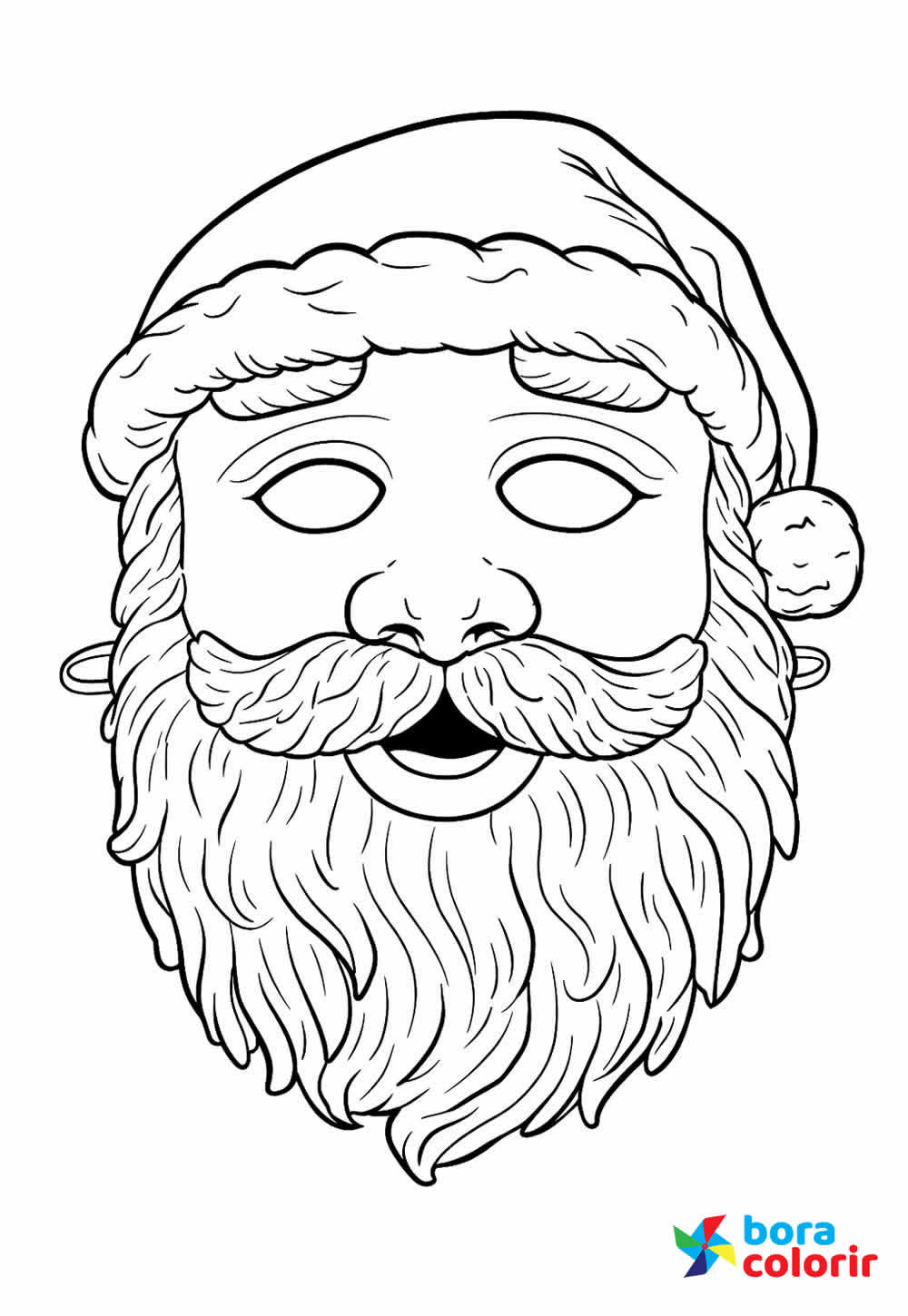 Máscara de Papai Noel para colorir