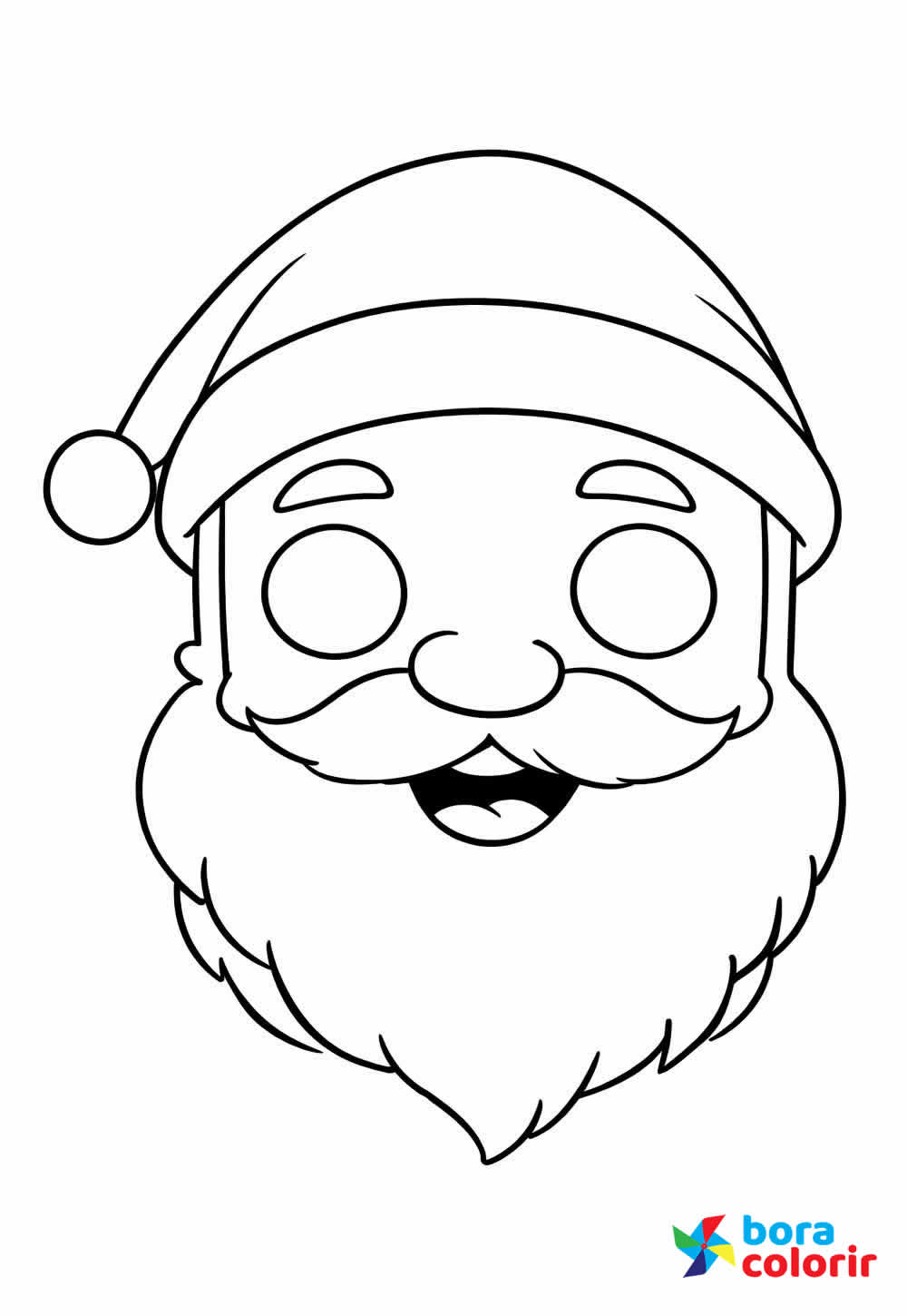 Desenho de Máscara de Papai Noel para pintar