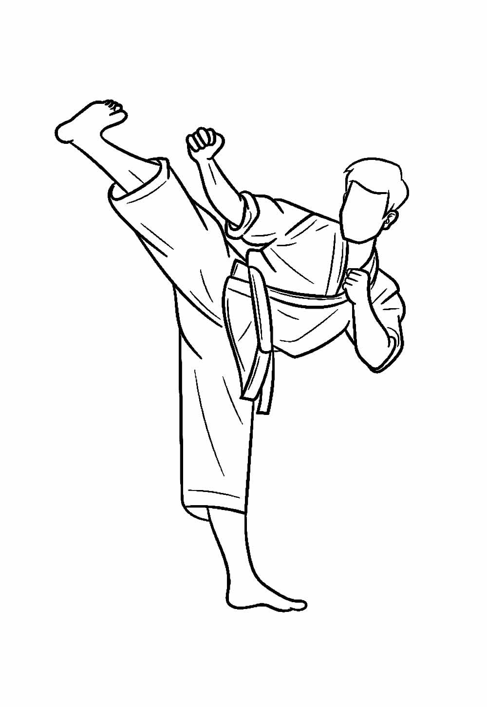 Desenho de Taekwondo para imprimir e colorir