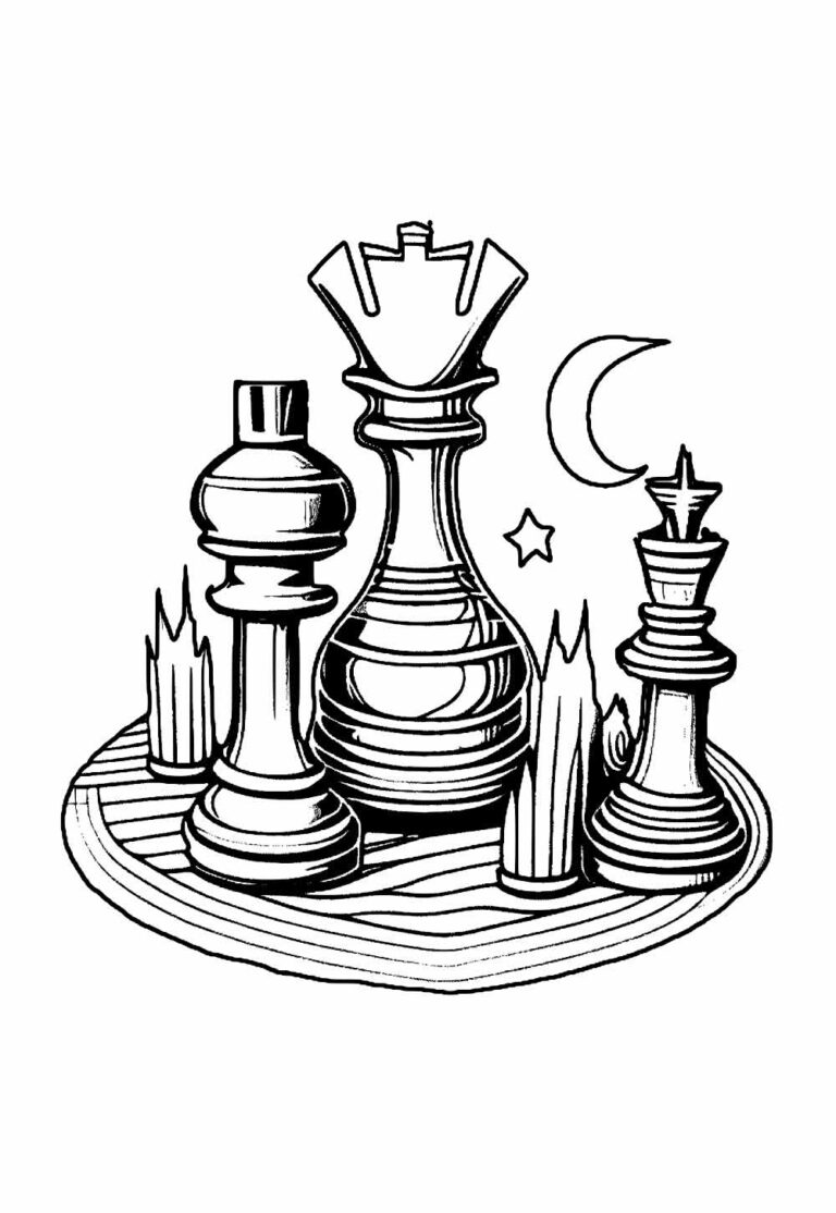 Desenhos de Xadrez para colorir - Bora Colorir