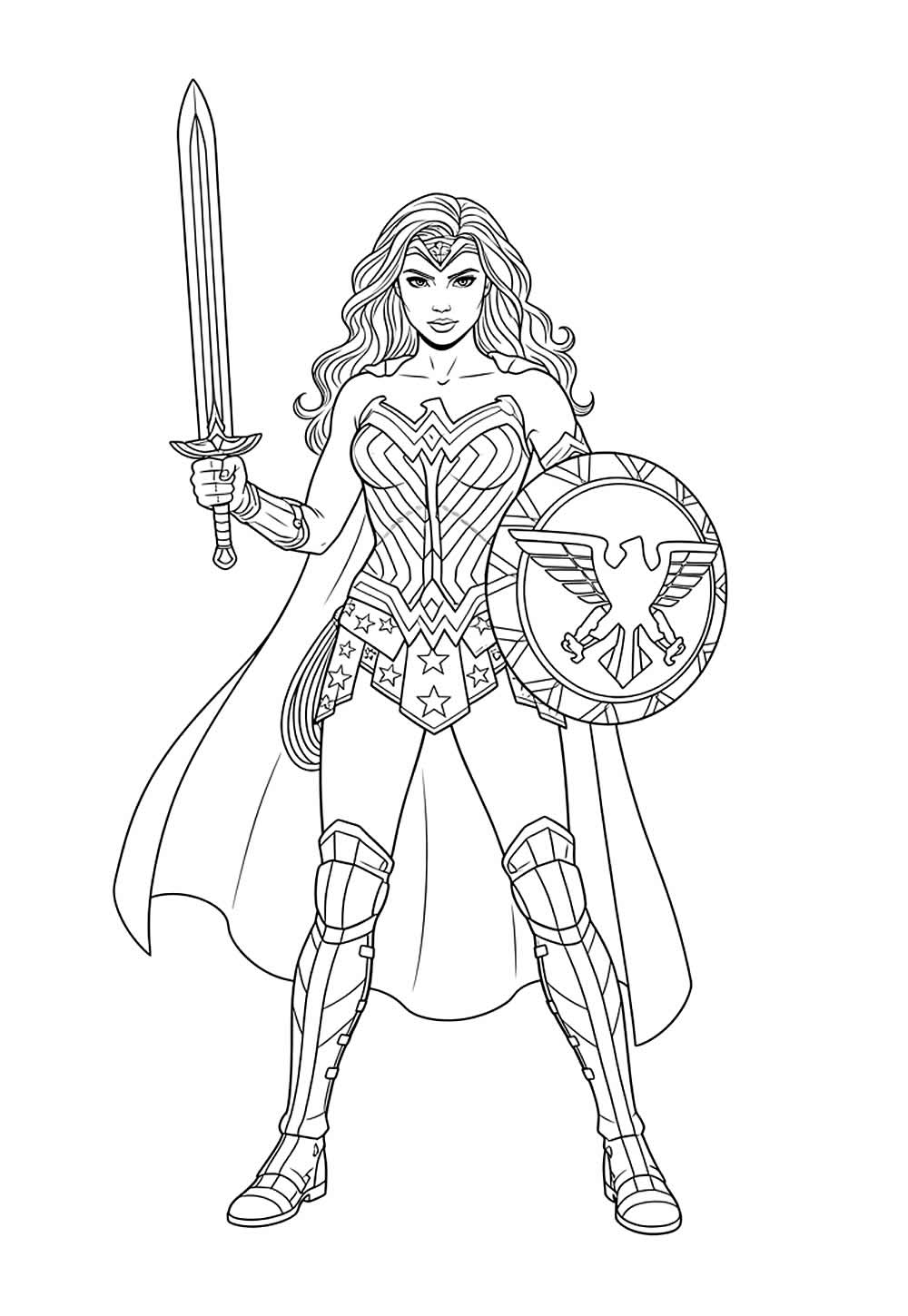 Desenho da Mulher-Maravilha para colorir