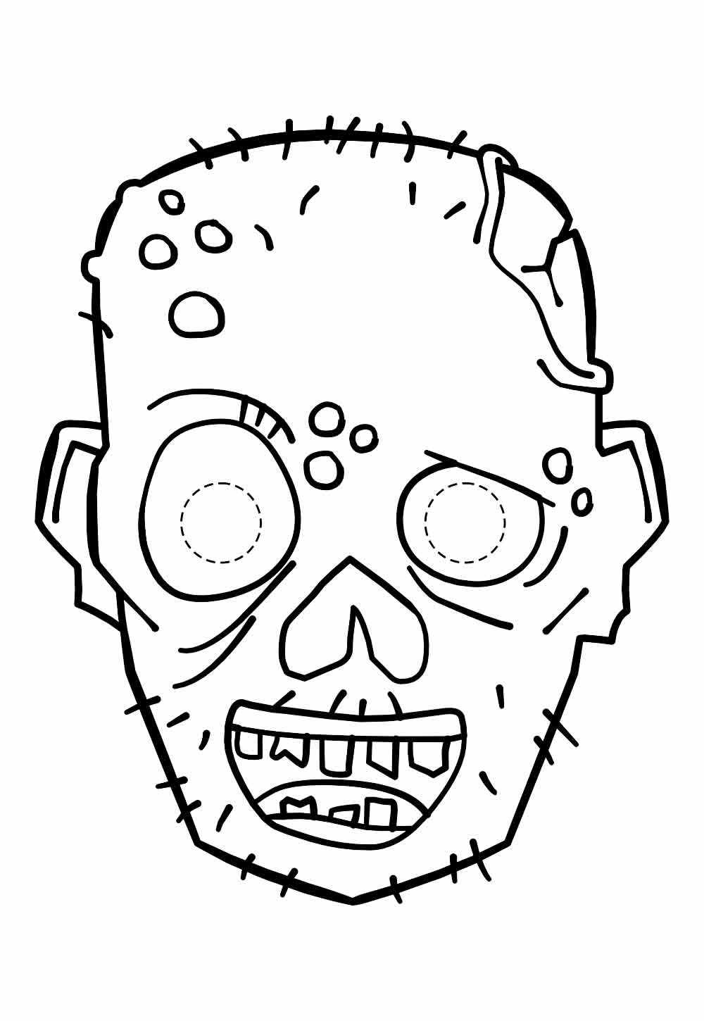 Máscara de Halloween para colorir - Zumbi