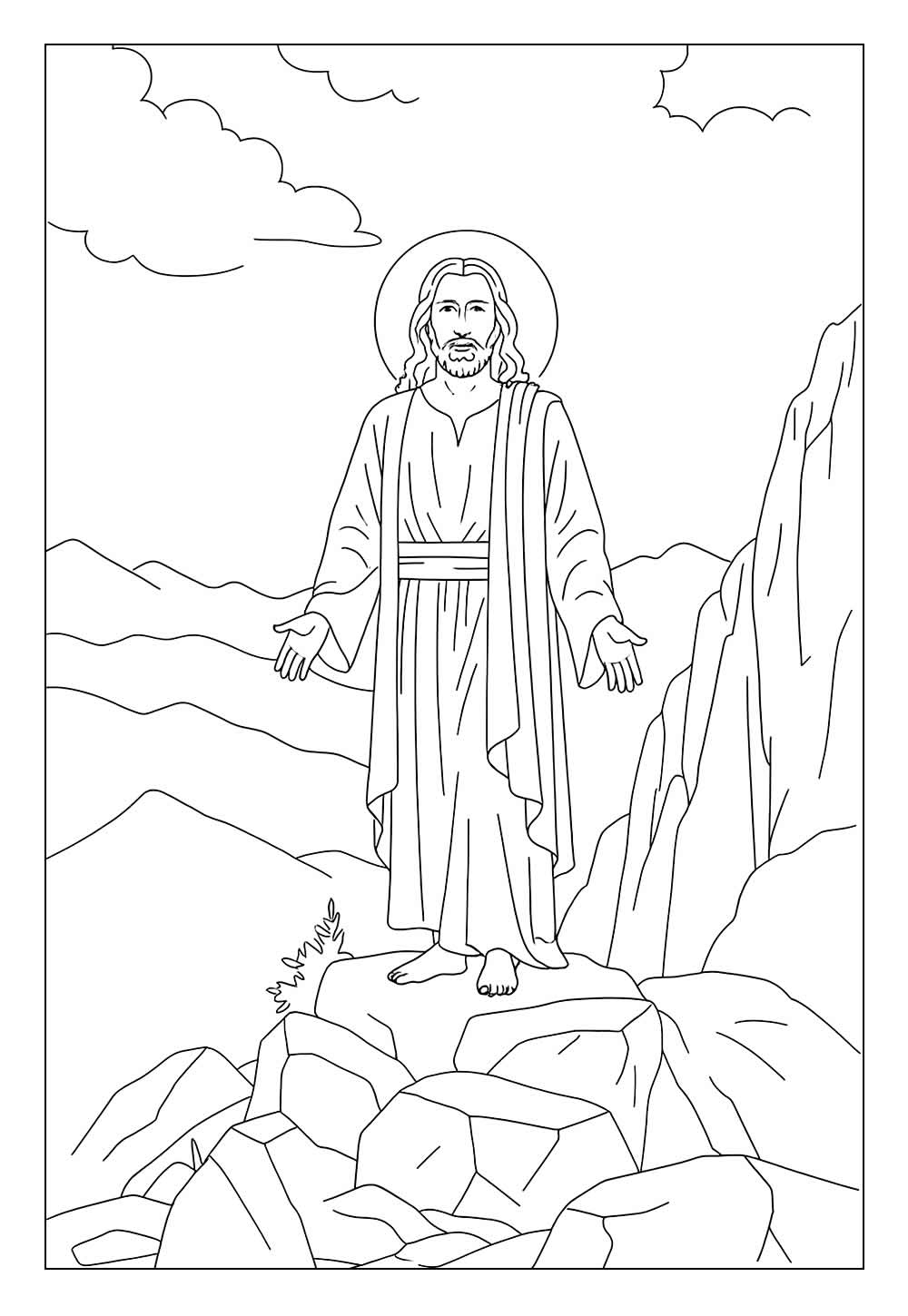 Desenho de Jesus na Montanha para colorir