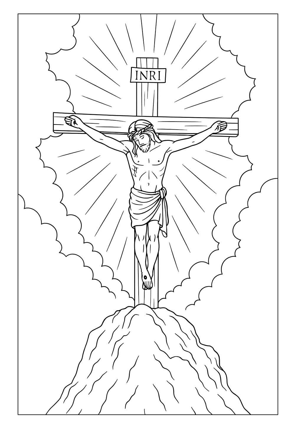 Desenho de Jesus Cristo na Cruz para colorir