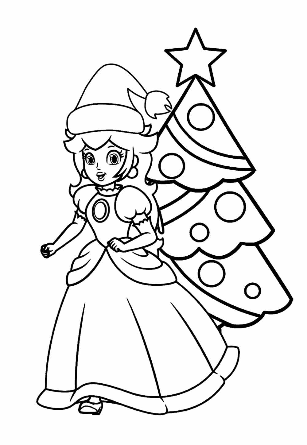 Desenho de Mario Bros de Natal para colorir