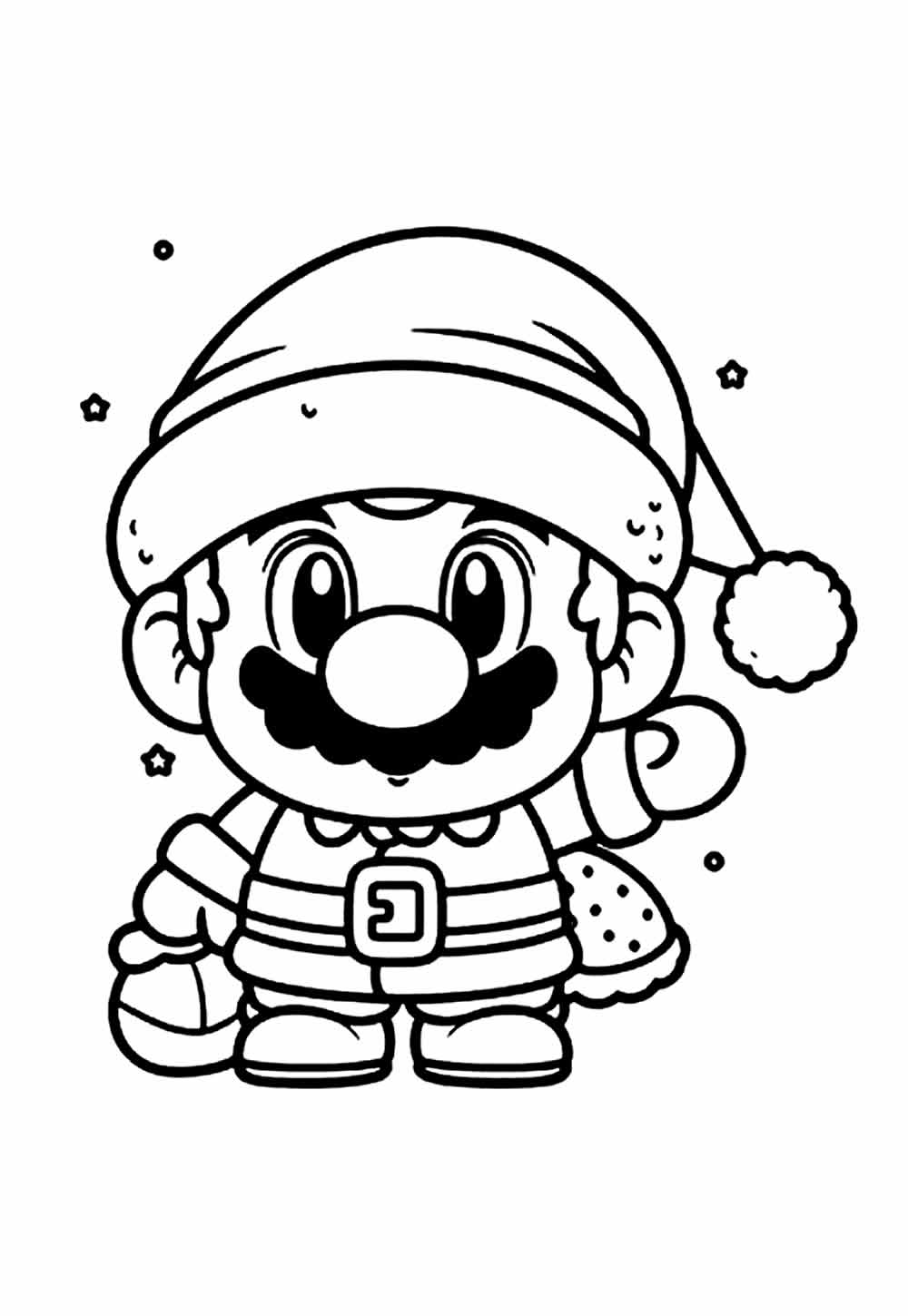 Desenho de Mario Bros de Natal para pintar