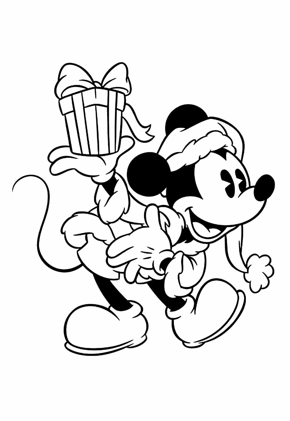 Desenho de Mickey de Natal para colorir