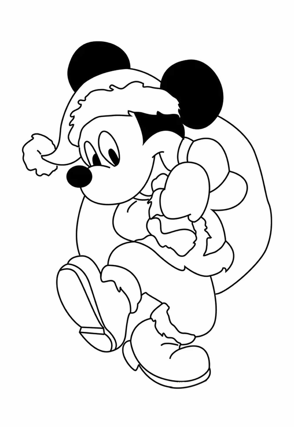 Desenho do Mickey de Natal para colorir