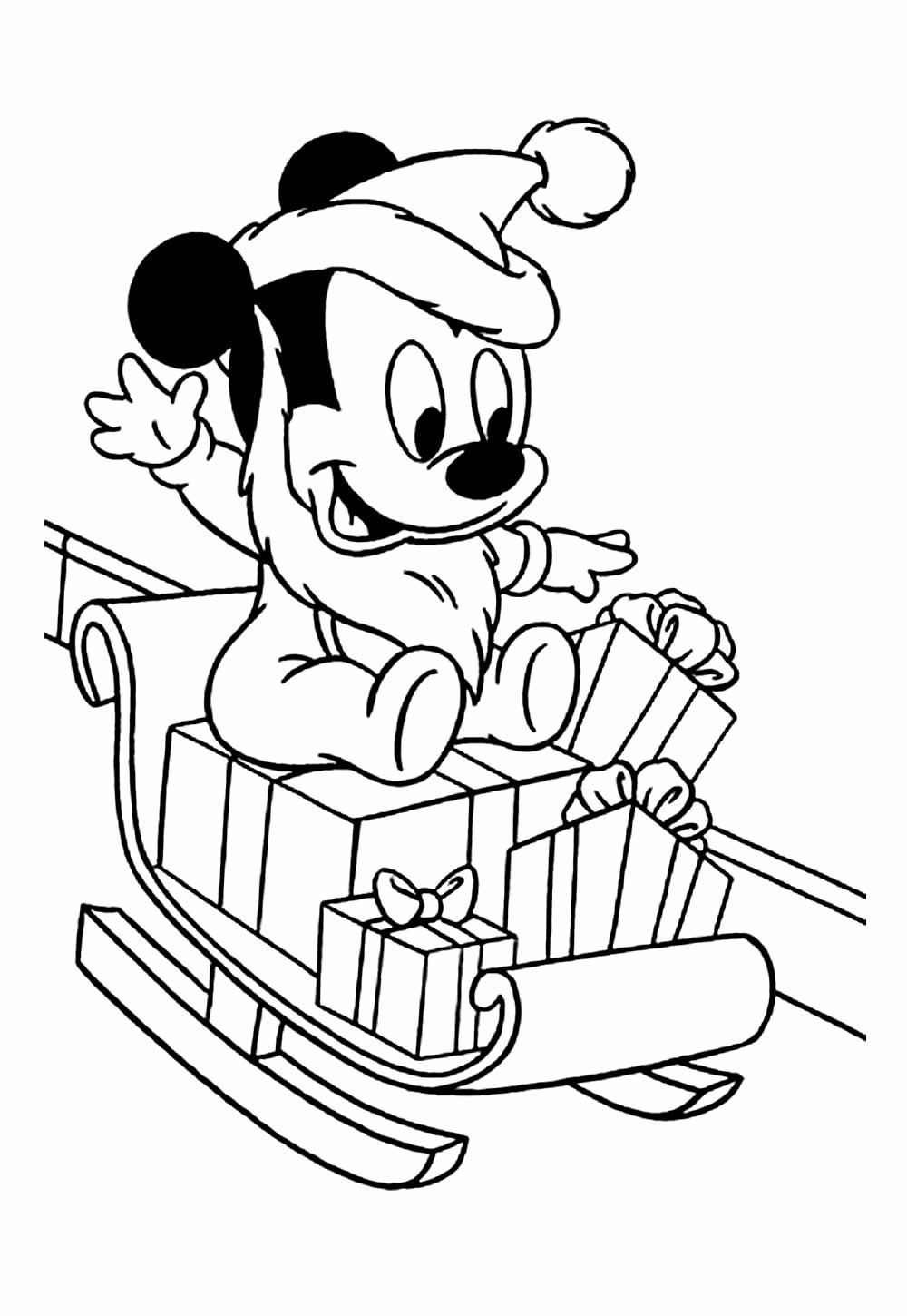 Mickey de Natal para colorir