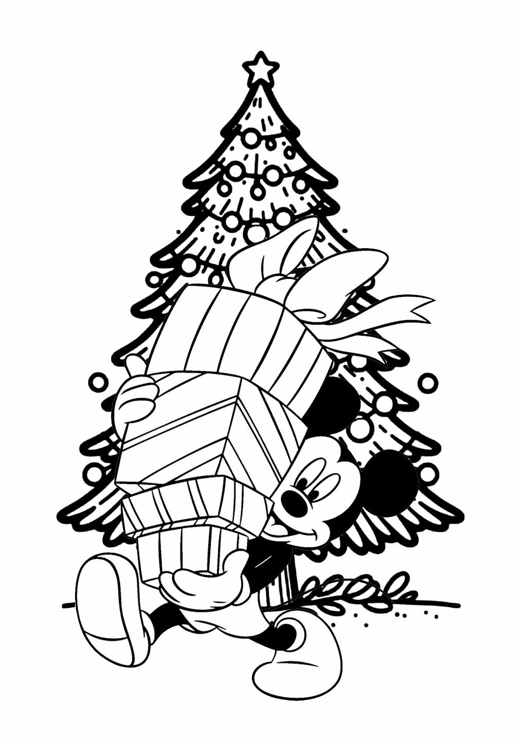 Desenho de Natal do Mickey Mouse para colorir