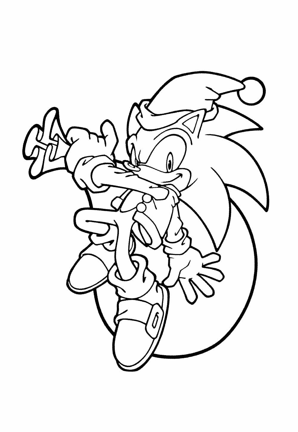 Desenho do Sonic de Natal para pintar