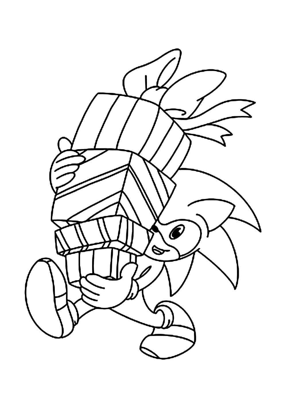 Desenho do Sonic de Natal para imprimir e pintar