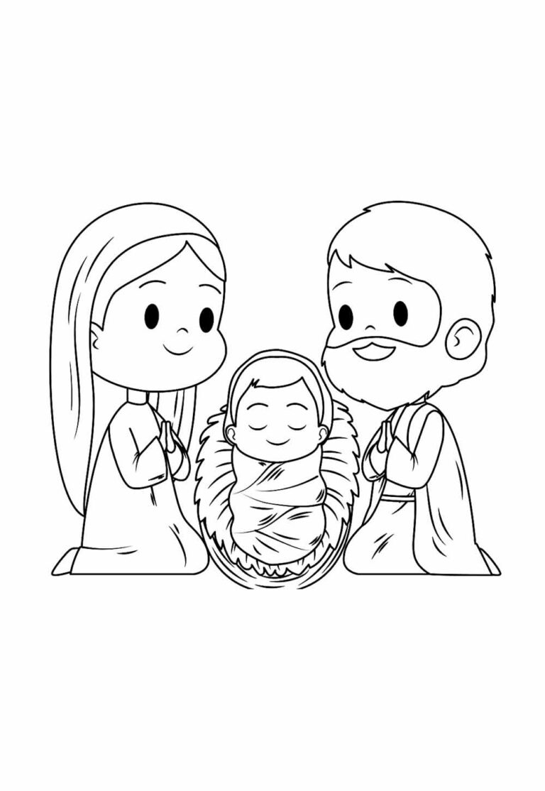 Desenhos do Nascimento de Jesus para colorir - Bora Colorir