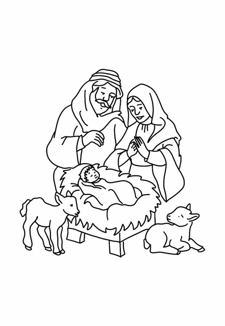 Desenhos do Nascimento de Jesus para colorir - Bora Colorir
