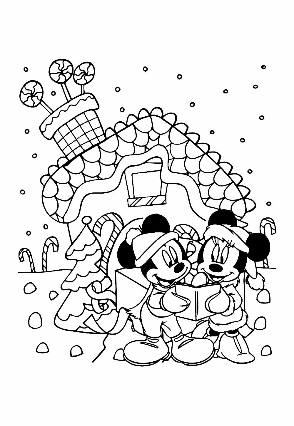 Minnie e Mickey de Natal para colorir