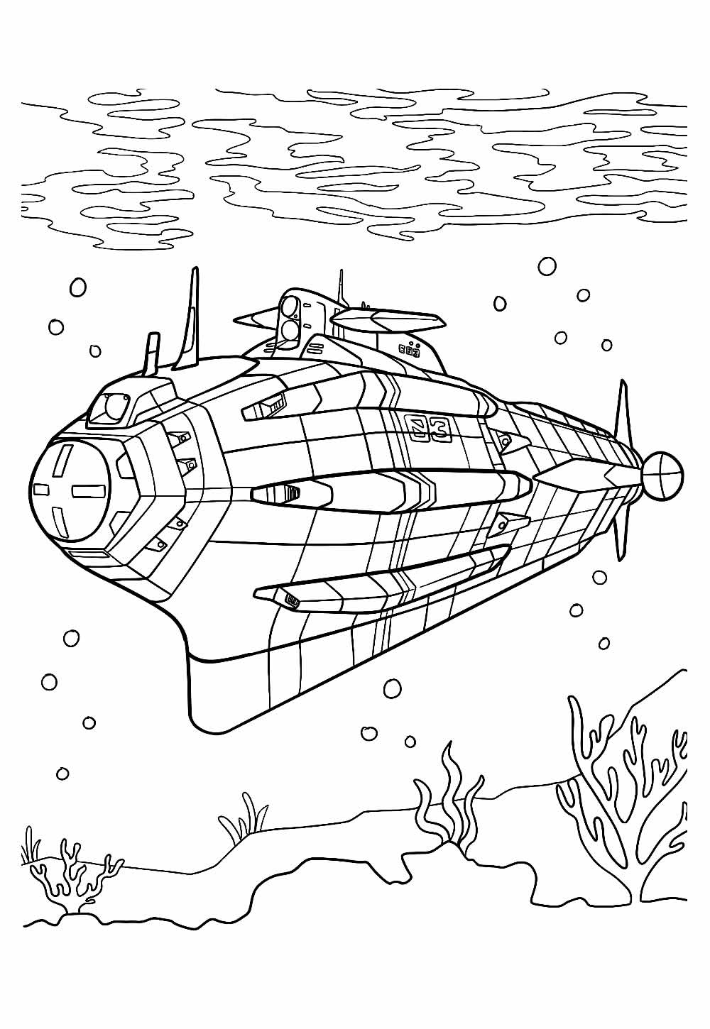 Desenho de Submarino para colorir