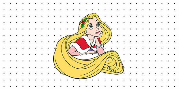 Desenhos da Rapunzel de Natal para pintar